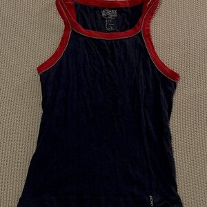 Jockey Women's Navy and Red Tank Top